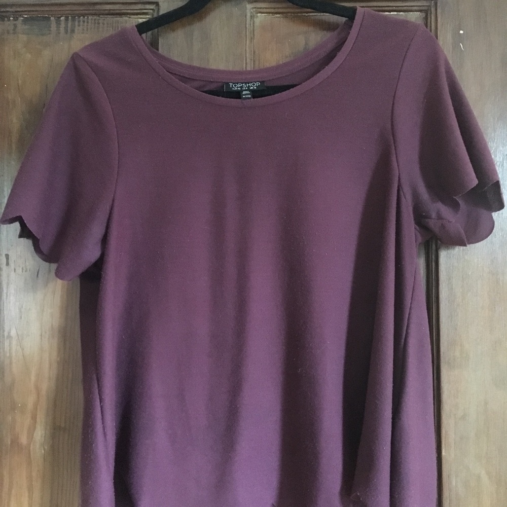 Topshop magenta shirt scalloped bottom